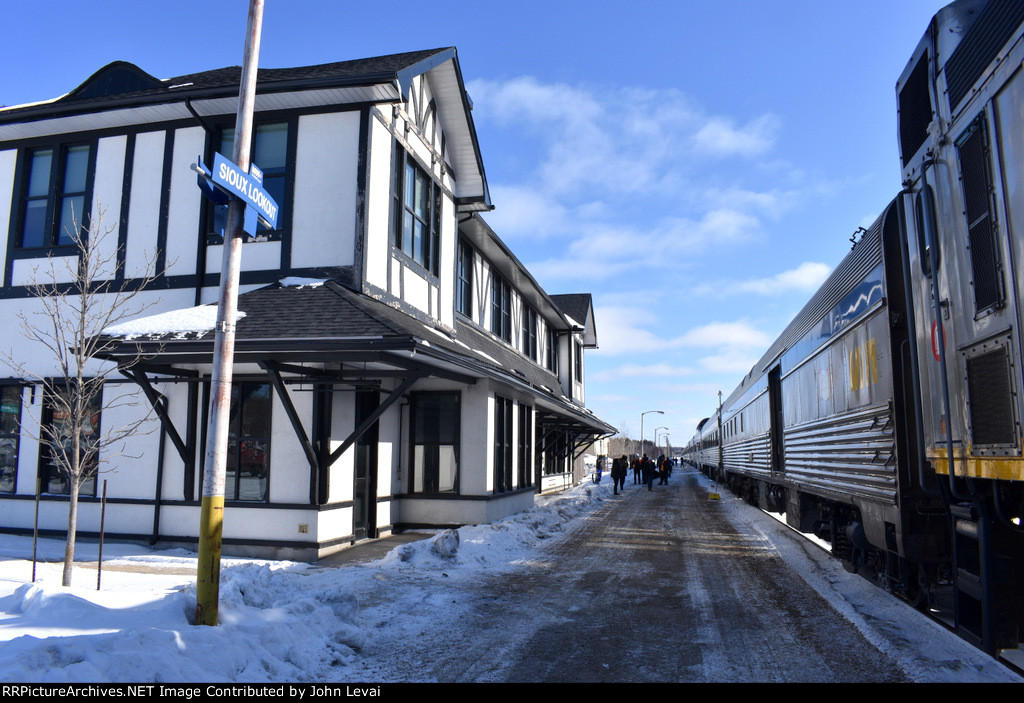 Sioux Lookout Station Building With VIA Rail Canadian Train 1